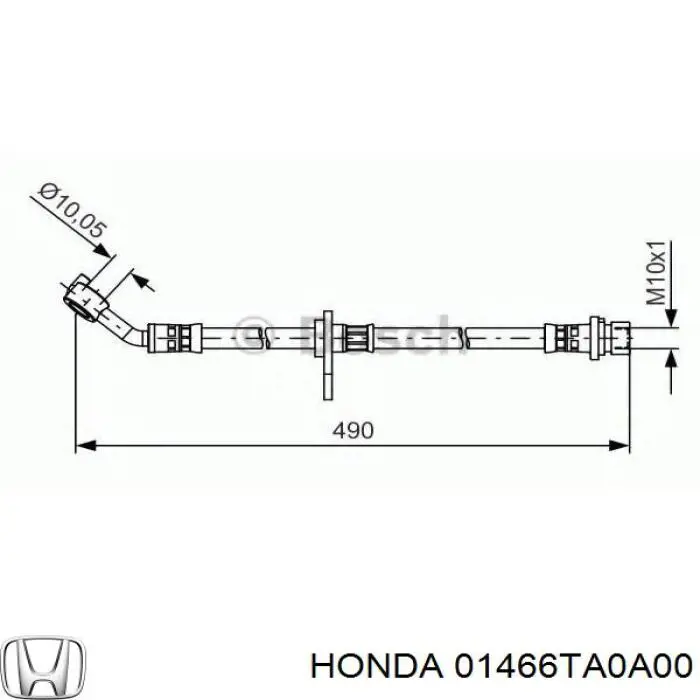 01466TA0A00 Honda шланг гальмівний задній, правий