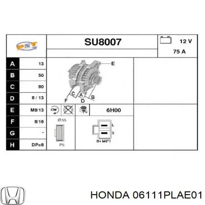 06111PLAE01 Honda комплект прокладок двигуна, нижній