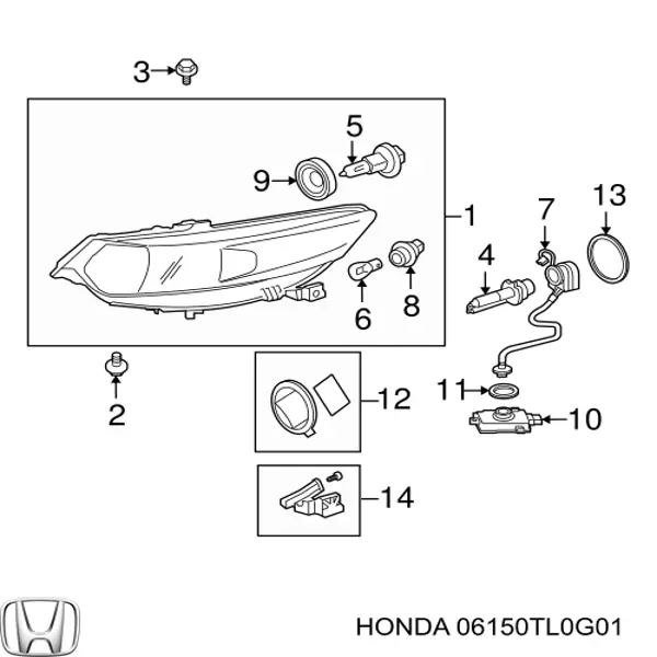 06150TL0G01 Honda Кріплення фари передньої, лівої