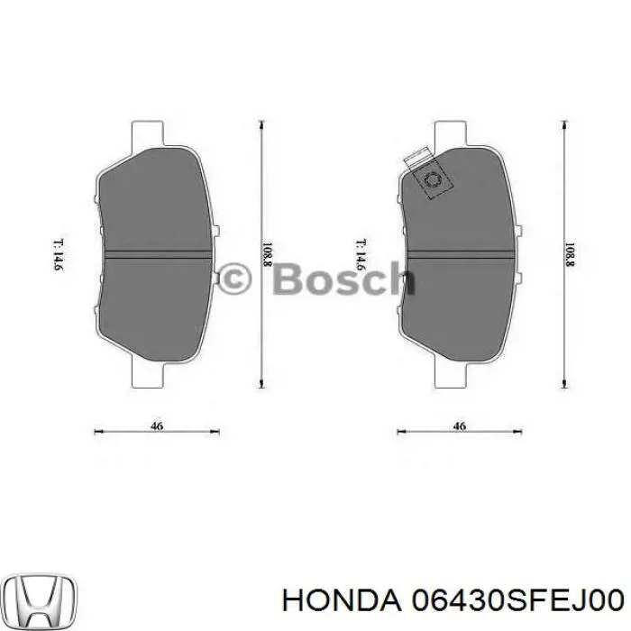 Задні гальмівні колодки 06430SFEJ00 Honda