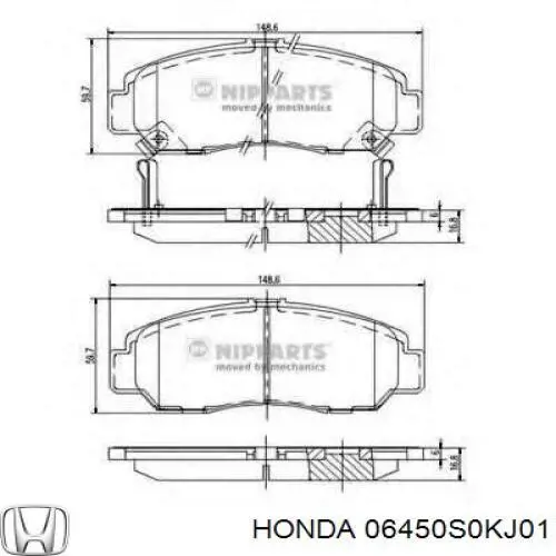 Гальмівні колодки Honda 06450S0KJ01 ціна, від 27.97 USD