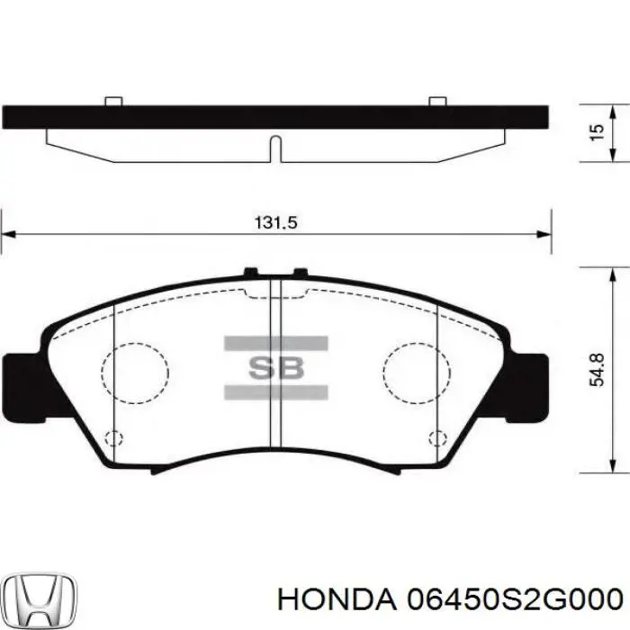 Колодки гальмівні передні, дискові 06450S2G000 Honda