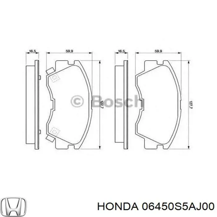 Гальмівні колодки Honda 06450S5AJ00 ціна, від 19.07 USD
