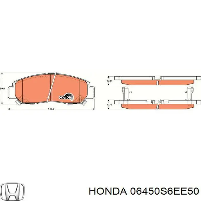 Гальмівні колодки Honda 06450S6EE50 ціна, від 24.52 USD