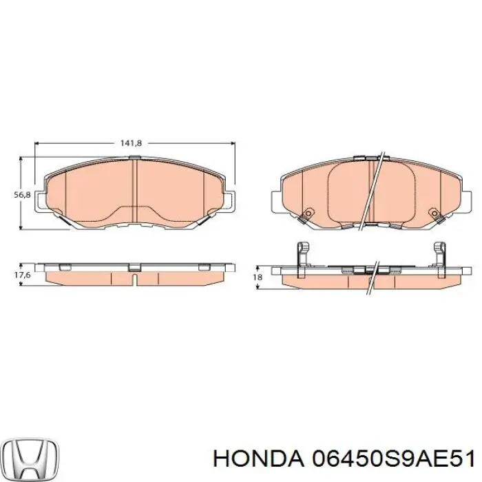Гальмівні колодки Honda 06450S9AE51 ціна, від 26.13 USD