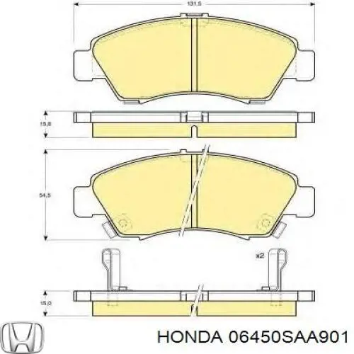 Колодки гальмівні передні, дискові 06450SAA901 Honda