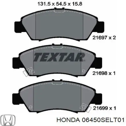 Купити 06450SELT01 Honda Колодки гальмівні передні, дискові