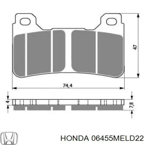 Колодки гальмівні передні, дискові 06455MELD22 Honda