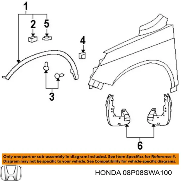 08P08SWA100 Honda бризковики передні, комплект
