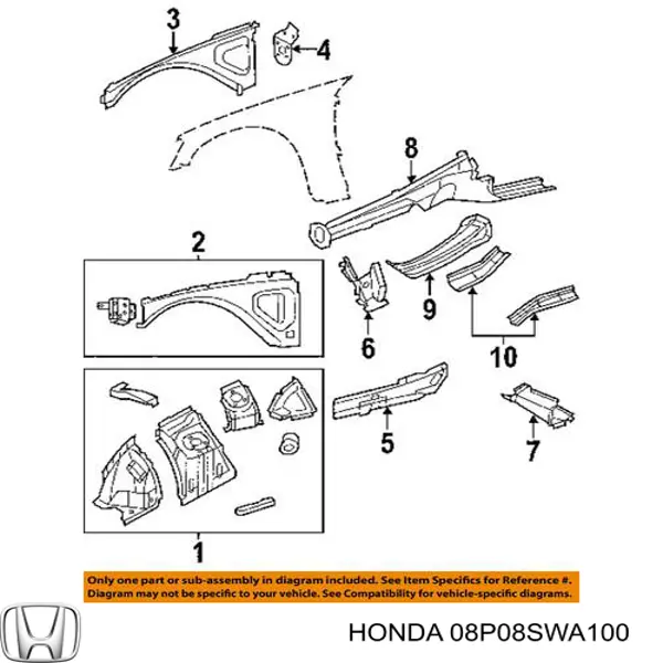 08P08SWA100 Honda Комплект передніх бризковиків