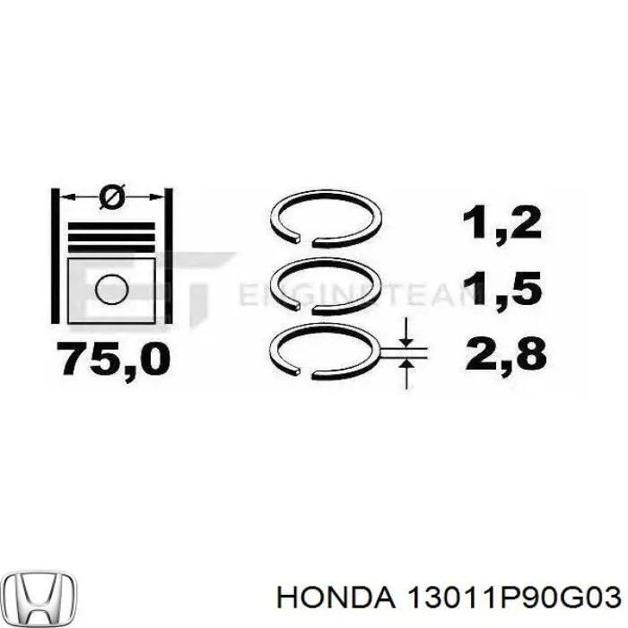 13011P90G03 Honda кільця поршневі комплект на мотор, std.