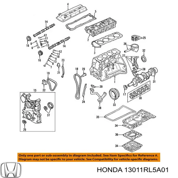 13011RL5A02 Honda Кільця поршневі комплект на мотор, STD.