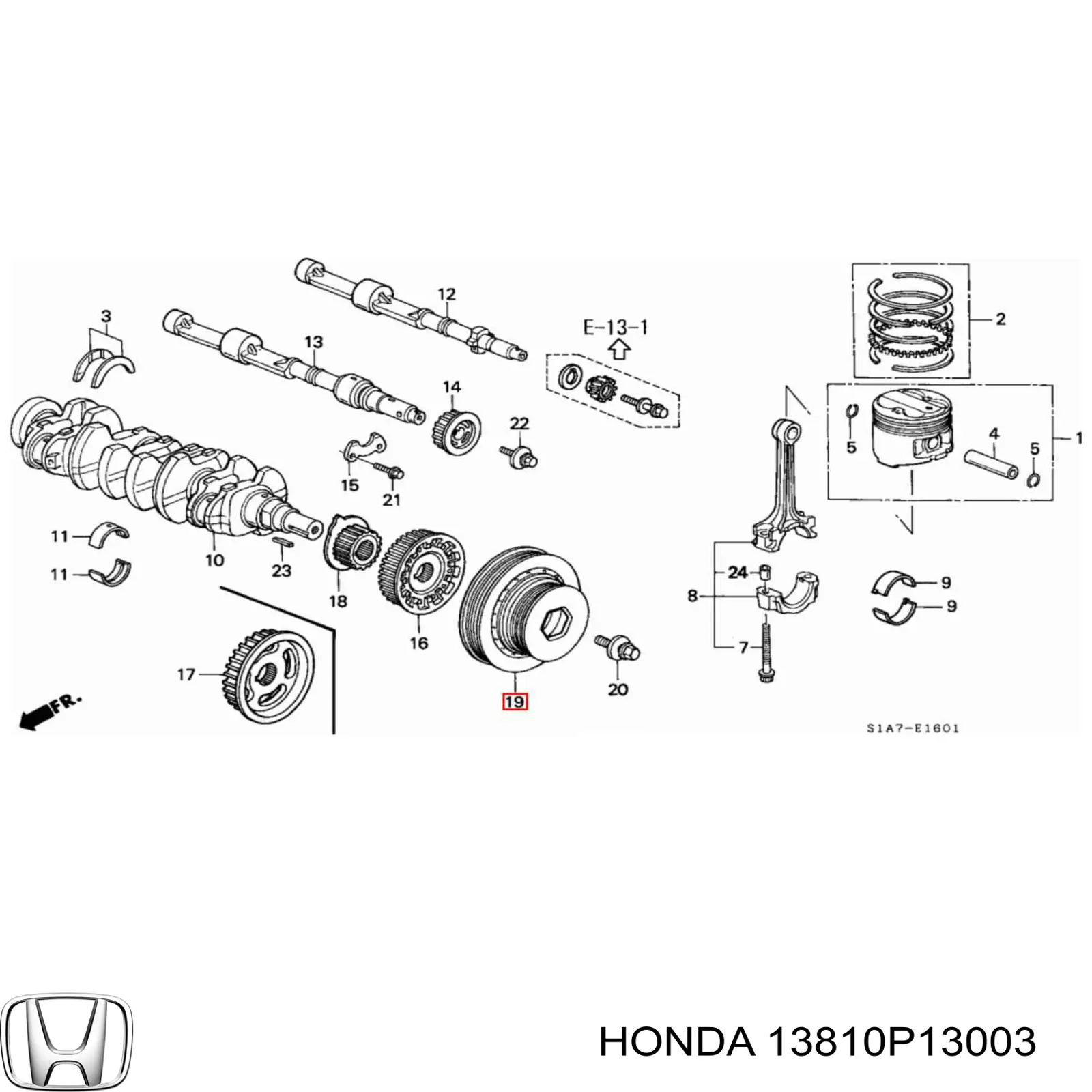 Шків колінвала 13810P13003 Honda