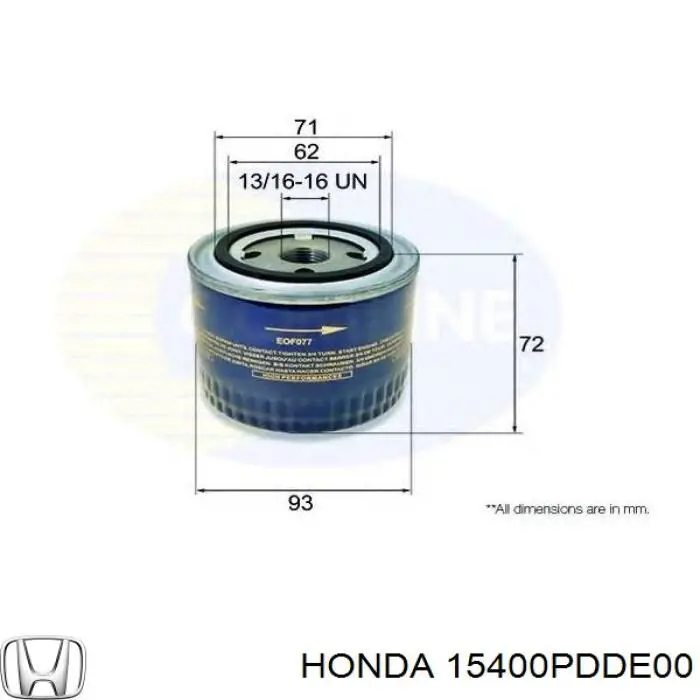 15400PDDE00 Honda Фільтр масла
