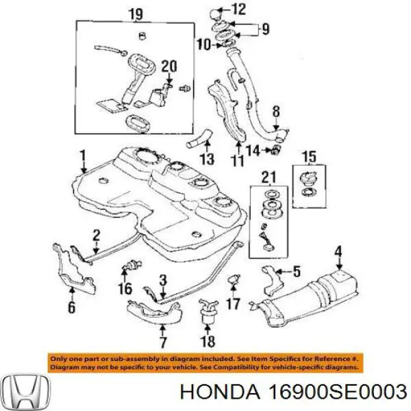 Паливний фільтр 16900SE0003 Honda