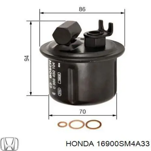Купити 16900SM4A33 Honda Фільтр-відстійник палива грубої очистки