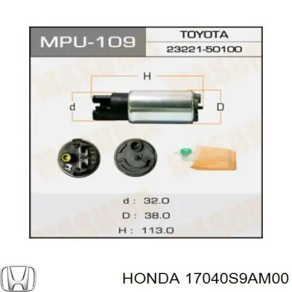 17040S9AM00 Honda 