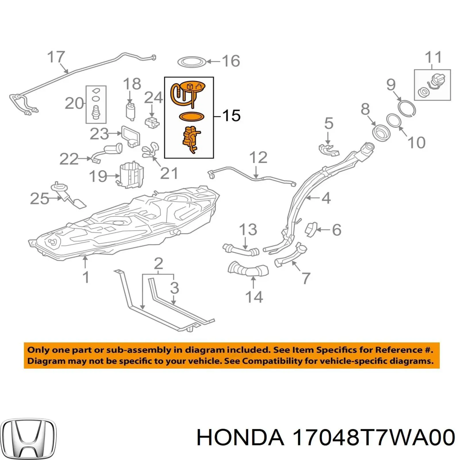 17048T7WA00 Honda Фільтр палива
