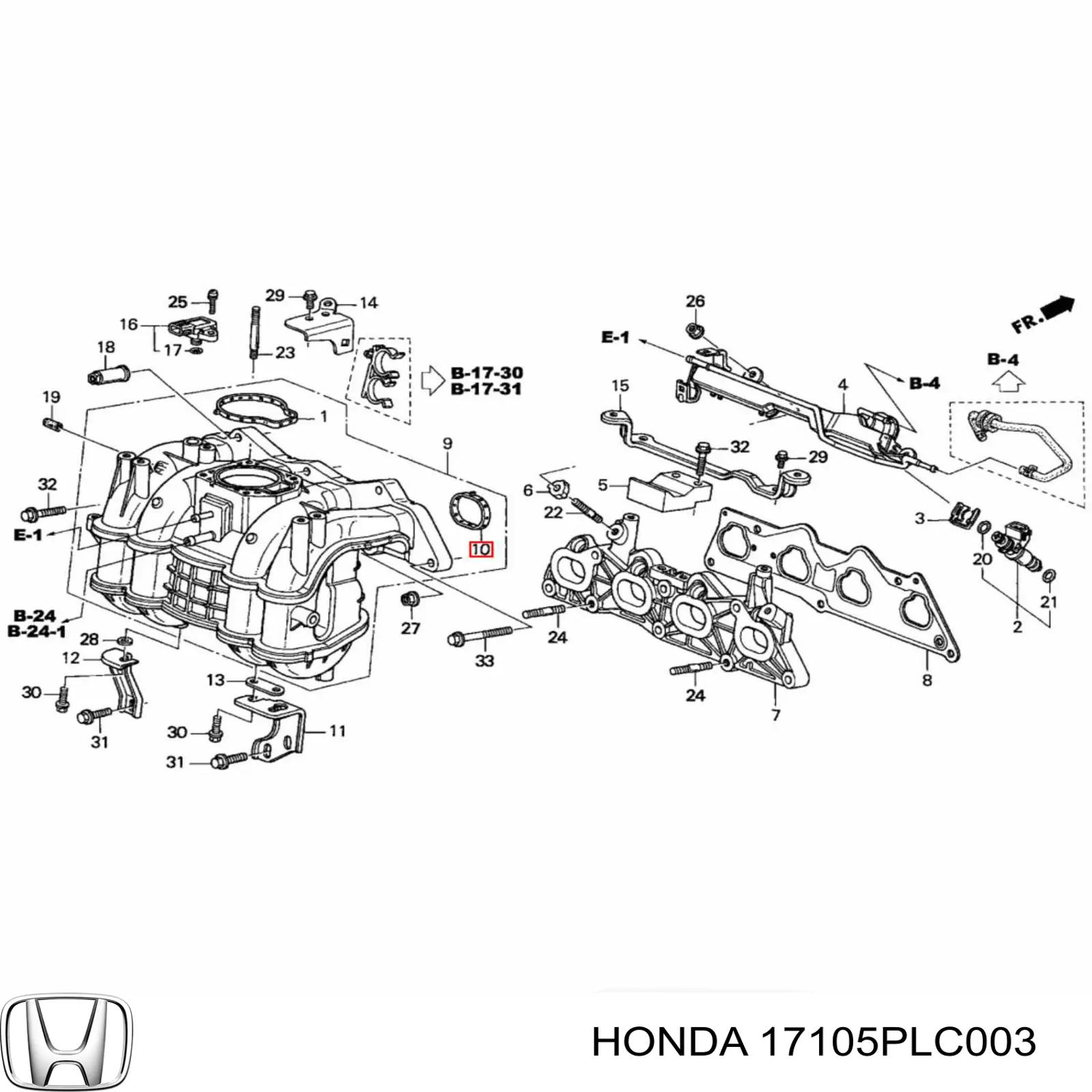 Прокладка впускного колектора Honda 17105PLC003 ціна, від 6.42 USD