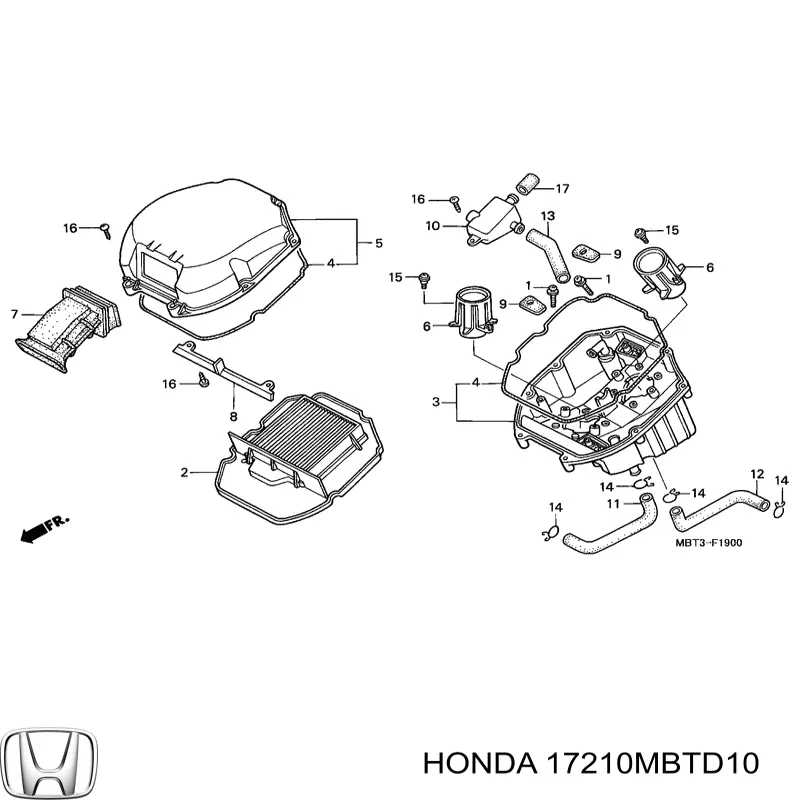 Фільтр повітряний 17210MBTD10 Honda