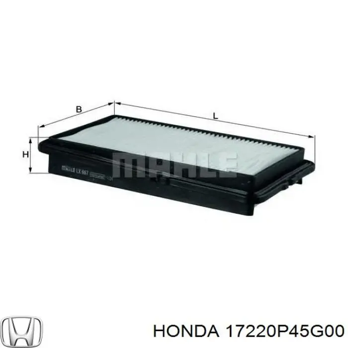 Повітряний фільтр 17220P45G00 Honda