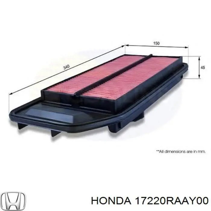 Купити 17220RAAY00 Honda Автомобільний фільтр повітря