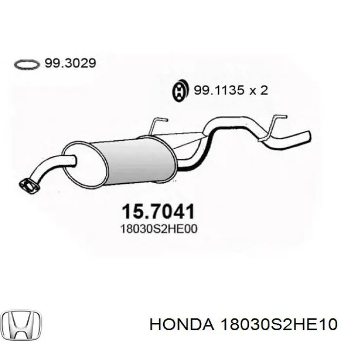 Купити 18030S2HE10 Honda Глушник вихлопних газів кінцевий