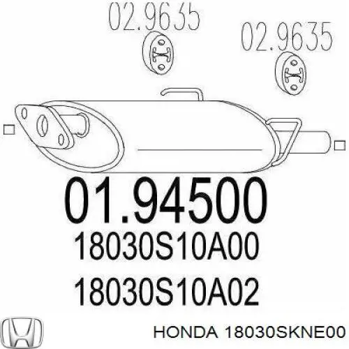 18030SKNE00 Honda Глушник, задня частина