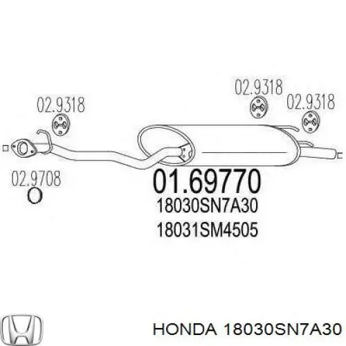 Вихлопна труба Honda 18030SN7A30 ціна, від 83.58 USD