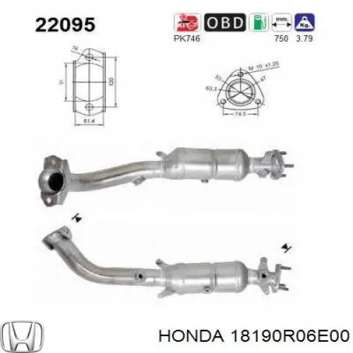 18190R06E00 Honda Каталітичний нейтралізатор відпрацьованих газів