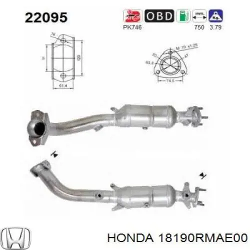 Купити 18190RMAE00 Honda Перетворювач відпрацьованих газів