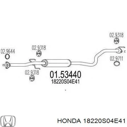 18220S04E41 Honda глушник, центральна частина