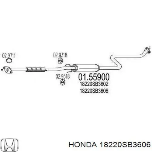 18220SB3023 Honda труба приймальна (штани глушника, передня)