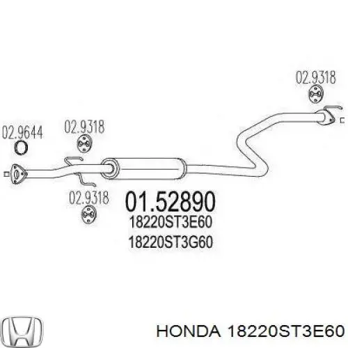 18220ST3E60 Honda глушник, центральна частина