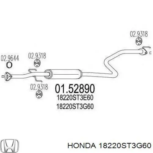18220ST3G60 Honda глушник, центральна частина