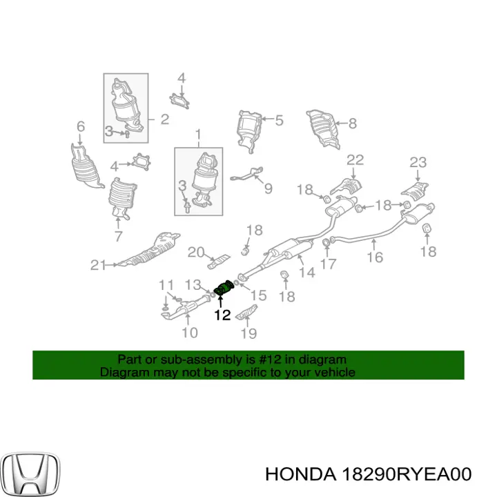 Конвертор-каталізатор (каталітичний нейтралізатор) Honda 18290RYEA00 ціна, від 63.49 USD