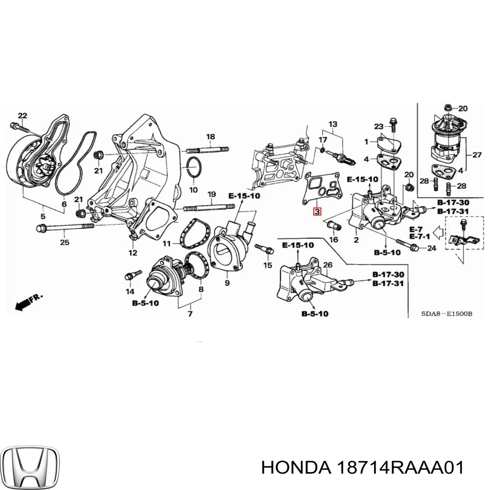 Прокладка холодильника EGR системи рециркуляції газів Honda 18714RAAA01 ціна, від 7.89 USD