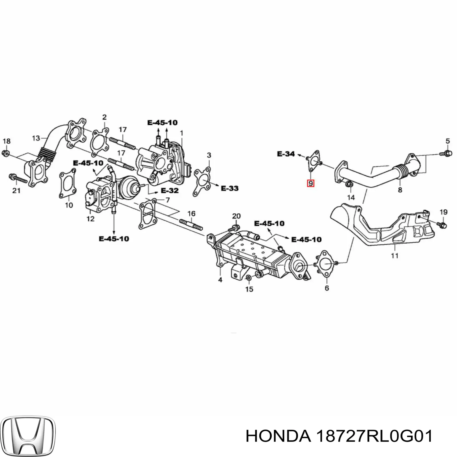 Купити 18727RL0G01 Honda Прокладка EGR-клапана рециркуляції