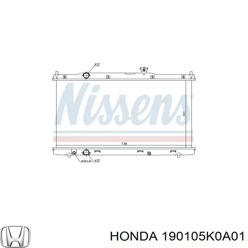 190105K0A02 Honda Радіатор охолодження двигуна