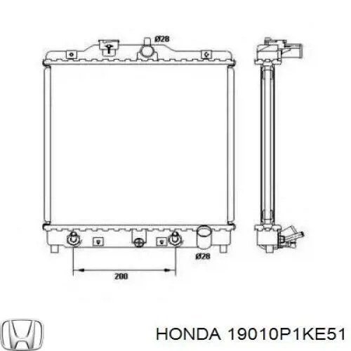 Радіатор охолодження двигуна 19010P1KE51 Honda