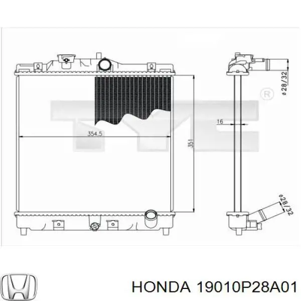 19010P28A01 Honda Радіатор охолодження двигуна