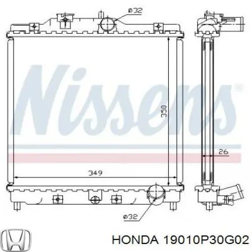 Купити 19010P30G02 Honda Радіатор двигуна