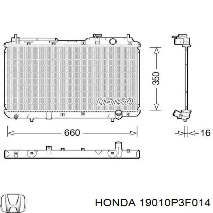 Купити 19010P3F014 Honda Радіатор двигуна