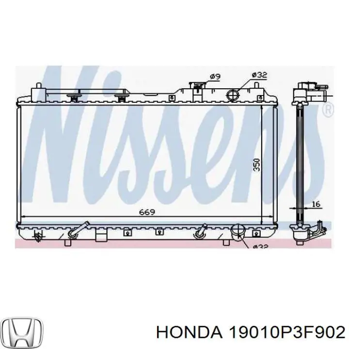 Купити 19010P3F902 Honda Радіатор двигуна
