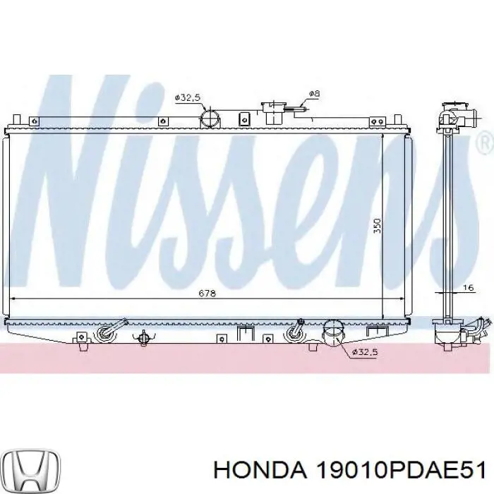 Радіатор охолодження двигуна 19010PDAE51 Honda