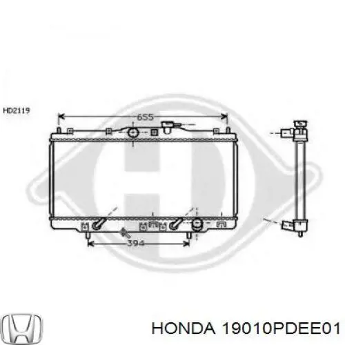 Радіатор охолодження двигуна 19010PDEE01 Honda