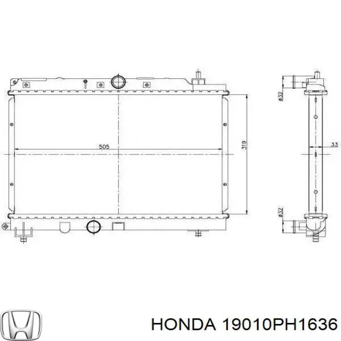 Купити 19010PH1636 Honda Радіатор двигуна