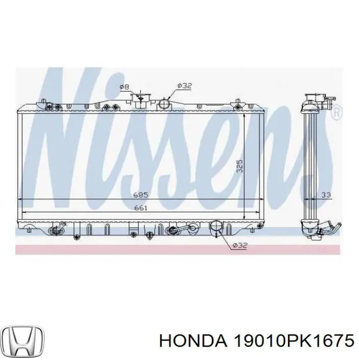 19010PK1675 Honda радіатор охолодження двигуна