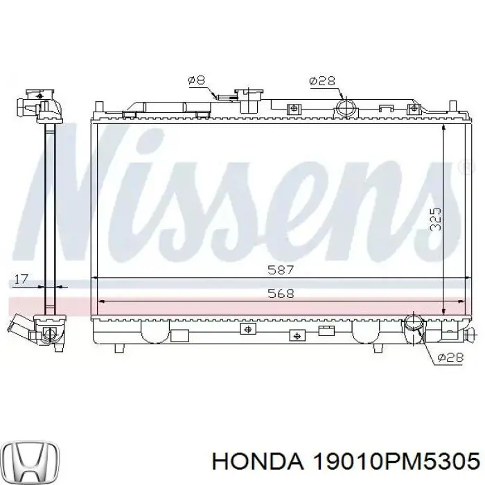 Радіатор основний Honda 19010PM5305 ціна, від 491.59 USD