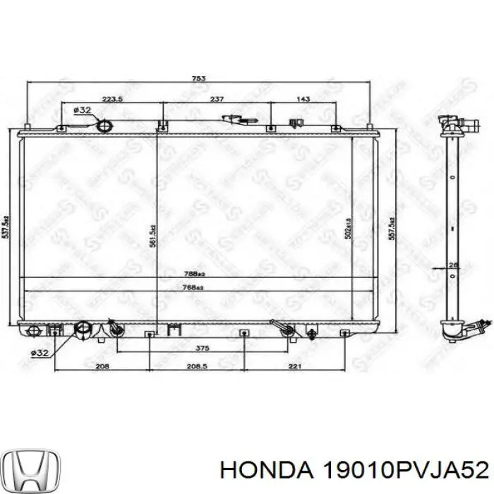 Радіатор охолодження двигуна 19010PVJA52 Honda